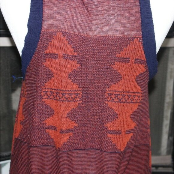 Daytrip Womens Knit Draped Vest Asymmetric Cardigan-Red/Blue-Size XS-GUC - Picture 5 of 6